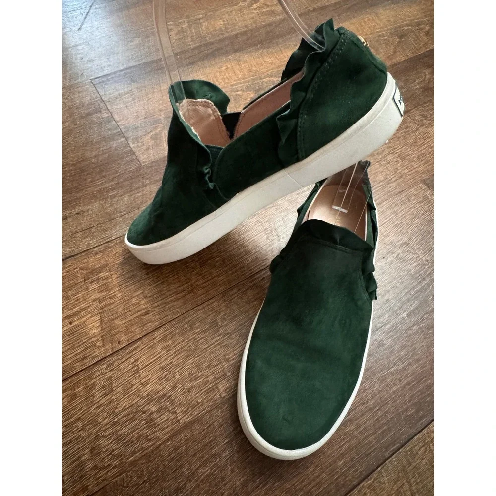 Kate Spade New York Green Suede Ruffle Slip On Sneakers Women's Size 6